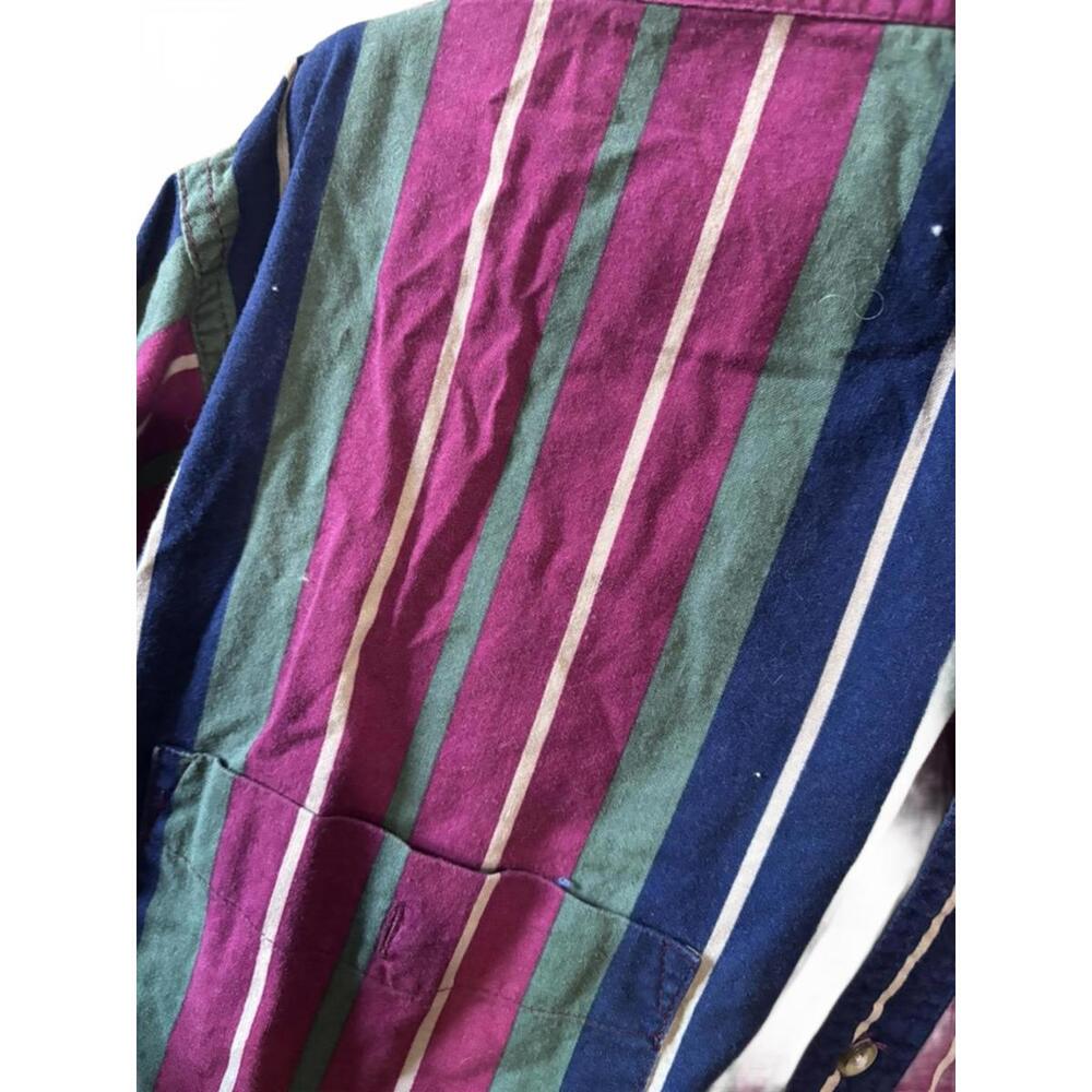 Vintage 90s Basic Editions Striped Button Shirt O… - image 3